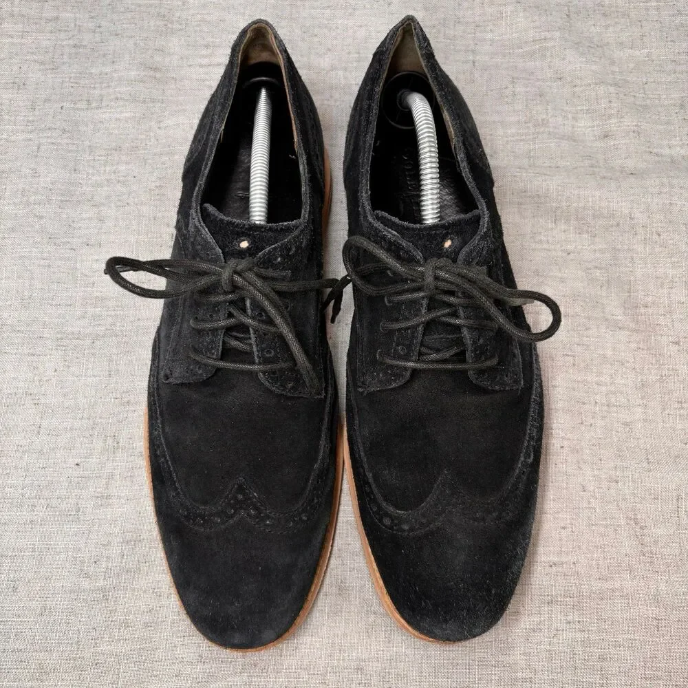 Cole Haan Lunargrand Wingtip Oxford Black Suede Lace Up Derby Classic Men’s 11‎